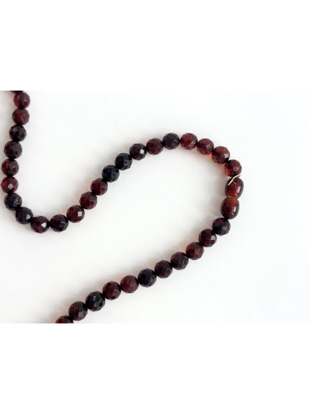 Round Faceted Round Amber Stone Vintage Art Deco Necklace - 17" - Picture 2 of 12